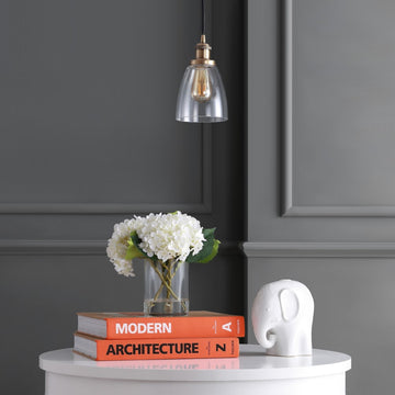 Cleo 5.5" Adjustable Metal/Glass LED Pendant - JONATHAN Y